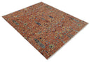 Wool Area Rug Hand-Knotted Rust Beige Turkish Oushak Traditional