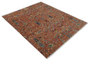 custom Made Hand Knotted Rust and Beige Traditional Turkish Knot Oushak Wool Rug