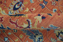 Wool Area Rug Hand-Knotted Rust Beige Turkish Oushak Traditional