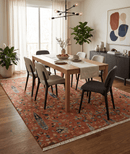 Wool Area Rug Hand-Knotted Rust Beige Turkish Oushak Traditional