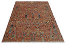 custom Made Hand Knotted Rust and Beige Traditional Turkish Knot Oushak Wool Rug