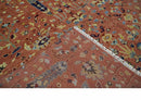 Wool Area Rug Hand-Knotted Rust Beige Turkish Oushak Traditional