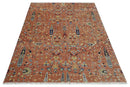 Wool Area Rug Hand-Knotted Rust Beige Turkish Oushak Traditional