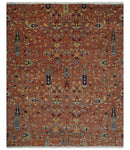 custom Made Hand Knotted Rust and Beige Traditional Turkish Knot Oushak Wool Rug