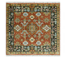 Hand Knotted Handspun Wool Rug Rust and Black - Oushak Inspired
