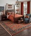 Hand Knotted Handspun Wool Rug Rust and Black - Oushak Inspired