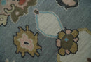 Silver and Blue Wool Area Rug - Hand Knotted Oushak Traditional