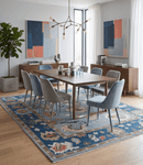 Silver and Blue Wool Area Rug - Hand Knotted Oushak Traditional