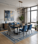 Silver and Blue Traditional Oushak Hand Knotted Wool Area Rug with Custom Design