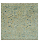Silver and Blue Wool Area Rug - Hand Knotted Traditional Oushak by The Rug Decor