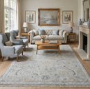 Silver and Blue Wool Area Rug - Hand Knotted Traditional Oushak by The Rug Decor
