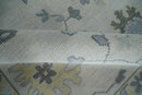 Custom Made Hand Knotted Silver, Blue and Beige Traditional Oushak Wool Area Rug