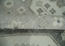 Custom Made Hand Knotted Silver, Charcoal and Ivory Traditional Medallion Wool Area Rug