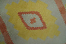 Custom Made Hand Knotted Silver, Peach and Mustard Southwestern wool area rug
