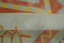 Custom Made Hand Knotted Silver, Peach and Mustard Southwestern wool area rug
