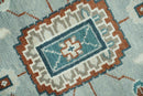 Hand-Knotted Traditional Wool Oushak Area Rug - Teal Silver Ivory Brown