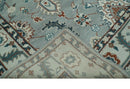 Hand-Knotted Traditional Wool Oushak Area Rug - Teal Silver Ivory Brown