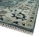 Custom Made Hand Knotted Teal and Ivory Traditional Antique Style Wool Area Rug