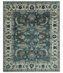 Custom Made Hand Knotted Teal and Ivory Traditional Antique Style Wool Area Rug