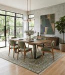 Wool Area Rug - Hand Knotted Green Silver Charcoal Heriz Style
