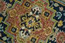 Custom Made Hand Knotted Traditional Rust And Blue Runner Wool Rug by The Rug Decor