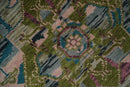 Hand Knotted Wool Area Rug - Transitional Jewel Tone Green Pink Purple