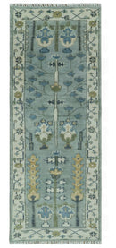 Custom Made Hand Knotted Tree of life Blue And Ivory Runner Wool Rug by The Rug Decor