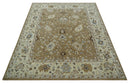 Custom Hand Tufted Wool Oushak Area Rug with Warm Camel and Beige Traditional Style