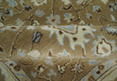 Custom Hand Tufted Wool Oushak Area Rug with Warm Camel and Beige Traditional Style