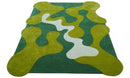 Custom Made Hand Tufted Green Modern Abstract Design Wool shape Rug