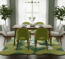 Custom Made Hand Tufted Green Modern Abstract Design Wool shape Rug