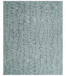 Custom Made Hand Tufted Multi Size Woolen Modern Ivory and Blue Area Rug