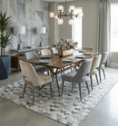 Ivory and Gray Hair-On Cowhide Leather Rug Hand Stitched Chevron Tile Geometric Pattern by The Rug Decor