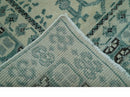 Hand-Knotted Wool Area Rug Turkish Khotan Design in Elegant Ivory and Gray Tones