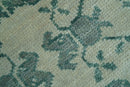 Hand-Knotted Wool Area Rug Turkish Khotan Design in Elegant Ivory and Gray Tones