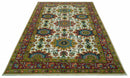 Custom Made Ivory And Maroon Traditional Floral Motifs Design Hand Knotted Wool Rug