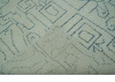 Custom Made Ivory, Beige and Gray Maze Design Hand knotted wool Area Rug