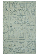 Custom Made Ivory, Beige and Gray Maze Design Hand knotted wool Area Rug