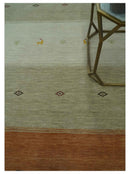 Custom Made Ivory, Beige and Rust Geometrical stripes Design Hand loom Wool Area Rug