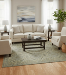 Hand Knotted Wool Area Rug in Ivory Brown and Blue Traditional Design Custom Made by The Rug Decor