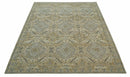 Hand Knotted Wool Area Rug in Ivory Brown and Blue Traditional Design Custom Made by The Rug Decor