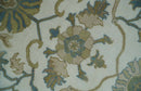 Ivory Gray Beige Wool Oushak Area Rug - Hand Knotted Floral Design