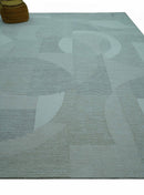 Custom Made Ivory, Gray and Beige Modern Contemporary Hand Tufted wool rug