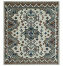 Wool Area Rug Hand Knotted Traditional in Ivory Gray and Camel