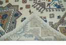 Wool Area Rug Hand Knotted Traditional in Ivory Gray and Camel