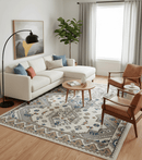 Custom Made Ivory, Gray and Camel Traditional Hand knotted Wool Area Rug