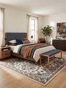 Wool Area Rug Hand Knotted Traditional in Ivory Gray and Camel
