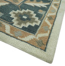 Wool Area Rug - Ivory Gray Camel Charcoal Heriz Traditional Design