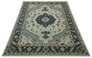 Wool Area Rug - Ivory Gray Camel Charcoal Heriz Traditional Design