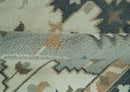 Wool Area Rug - Ivory Gray Camel Charcoal Heriz Traditional Design